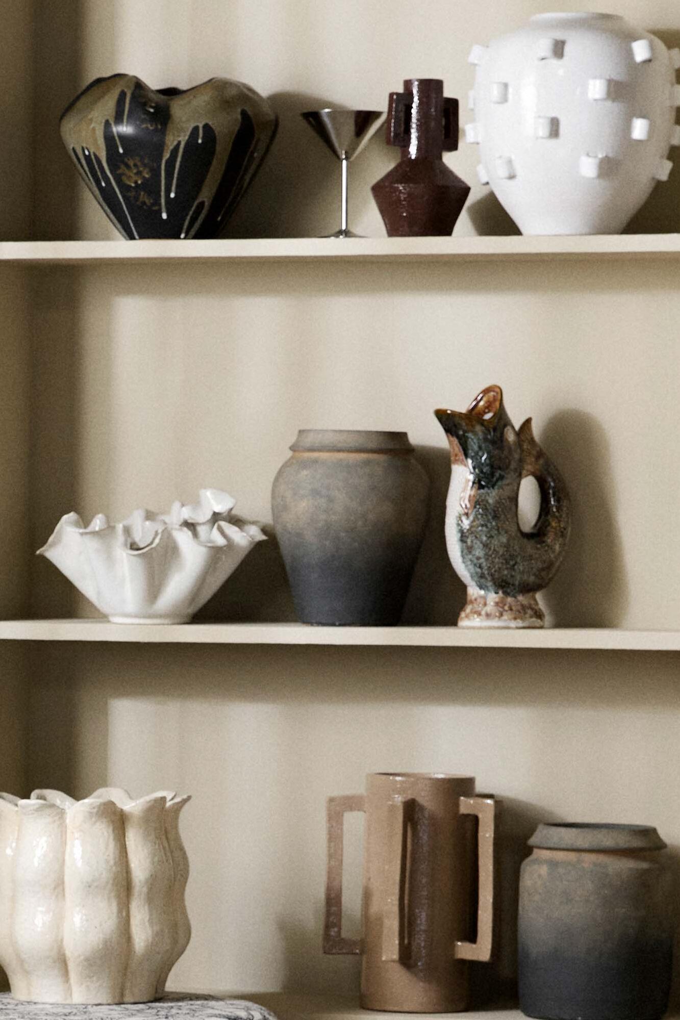 Miren potte/vase, H25 cm - sort/brun